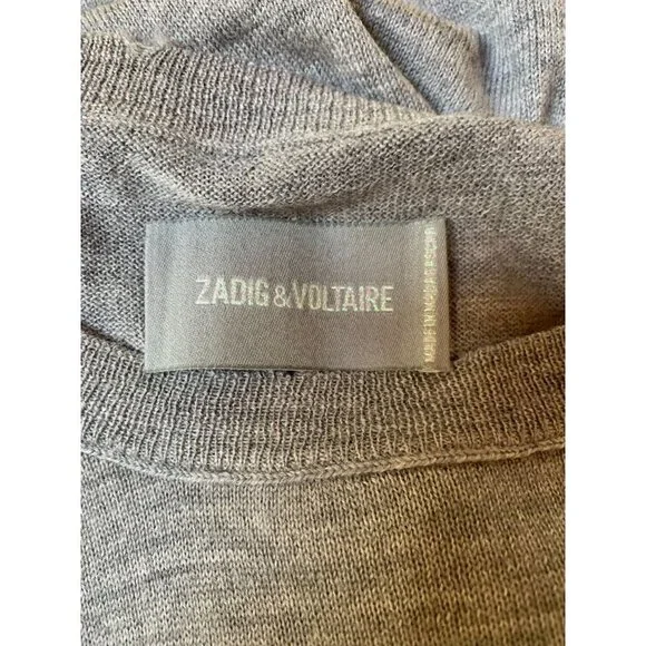 Zadig & Voltaire NEW Gaby Amour Embellished Merino Wool Sweater Medium